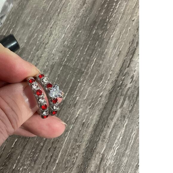 NWT CZ Ruby & Diamond 2PC Set Size 8 - Picture 6 of 10